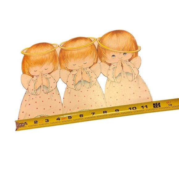 Vintage 1980s Hallmark  Praying Angels Die-Cut Paper Fold-Out Decoration 11" - Picture 2 of 3